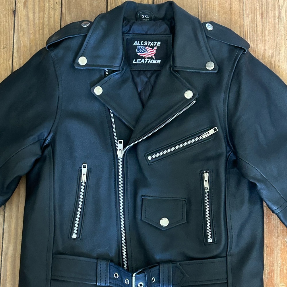 Allstate Leather Inc. Buffalo Leather Motorcycle Jacket